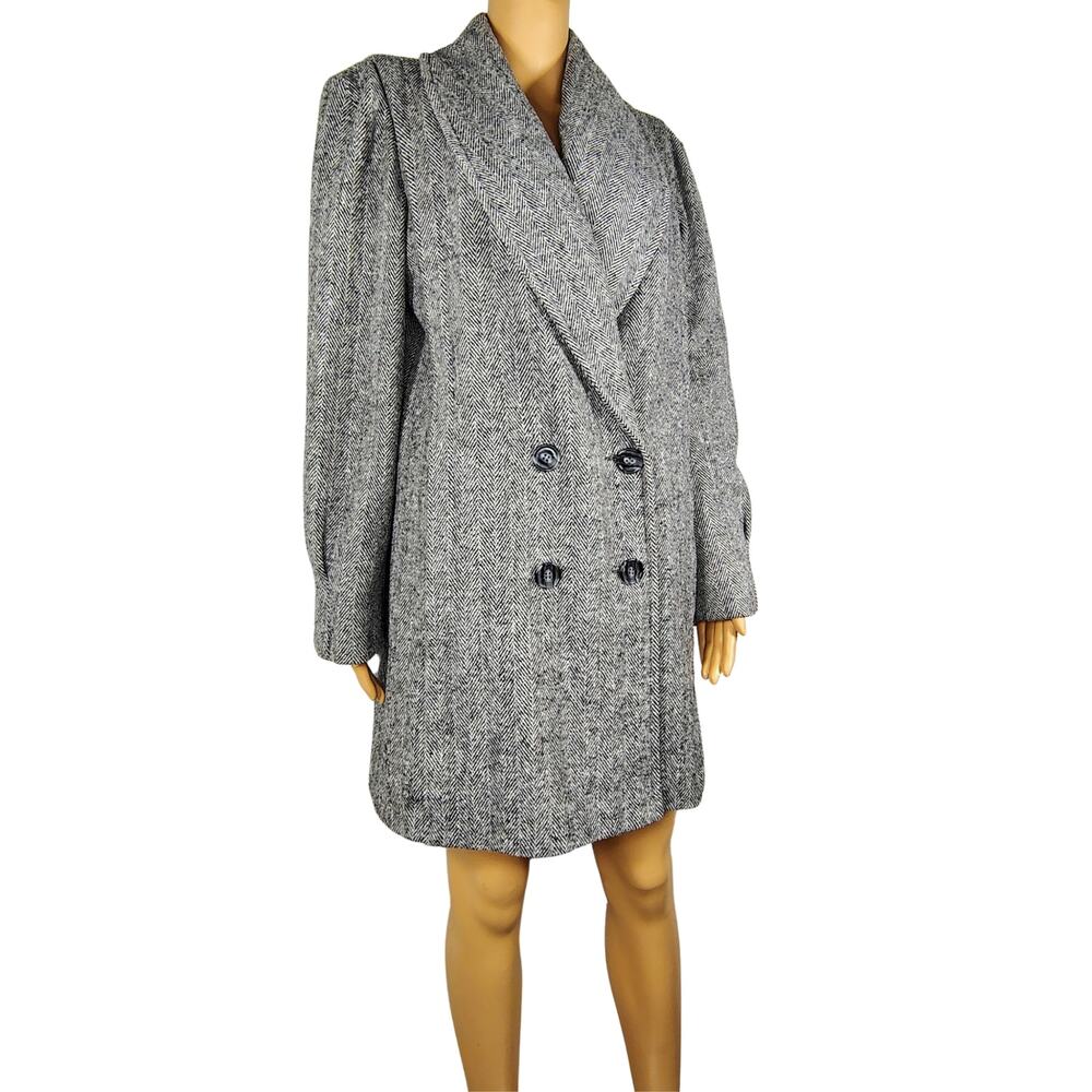 80s Herringbone Powerdressing Darkacademia Oldmoney Trenchcoat Oversized Coat 12